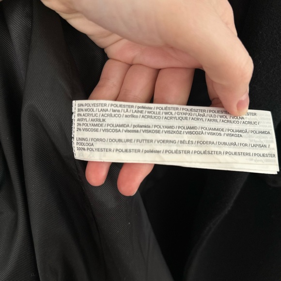 Mango Casual Black Wool Blend Coat S - Picture 7 of 8